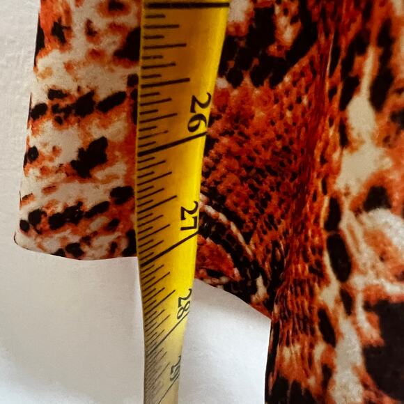 Orange Snake Print Bell Bottom Pants, Y2K, Festival, Edgy, Retro, 2000s, Size 0 - Picture 4 of 5